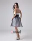 Ermelos Satin Tyll Blomster Ruffles Kjaereste Korte Cocktail Kjoler Festkjoler