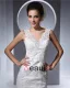 Elegant Longueur De Plancher De V Cou De Perles Satin Dentelle Femmes Robe De Mariée Sirène