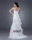 Satin Organza Applique Spaghetti Straps Sweep Sheath Bridal Gown Wedding Dress