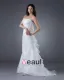 Satin Organza Applique Spaghetti Straps Sweep Sheath Bridal Gown Wedding Dress