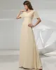 Petal Sleeve Floor Length V Neck Beading Pleat Chiffon Empire Mother Of The Bride Dress