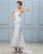 Embroidery Beading Sequins Lace Up Back Satin Sheath Wedding Dress