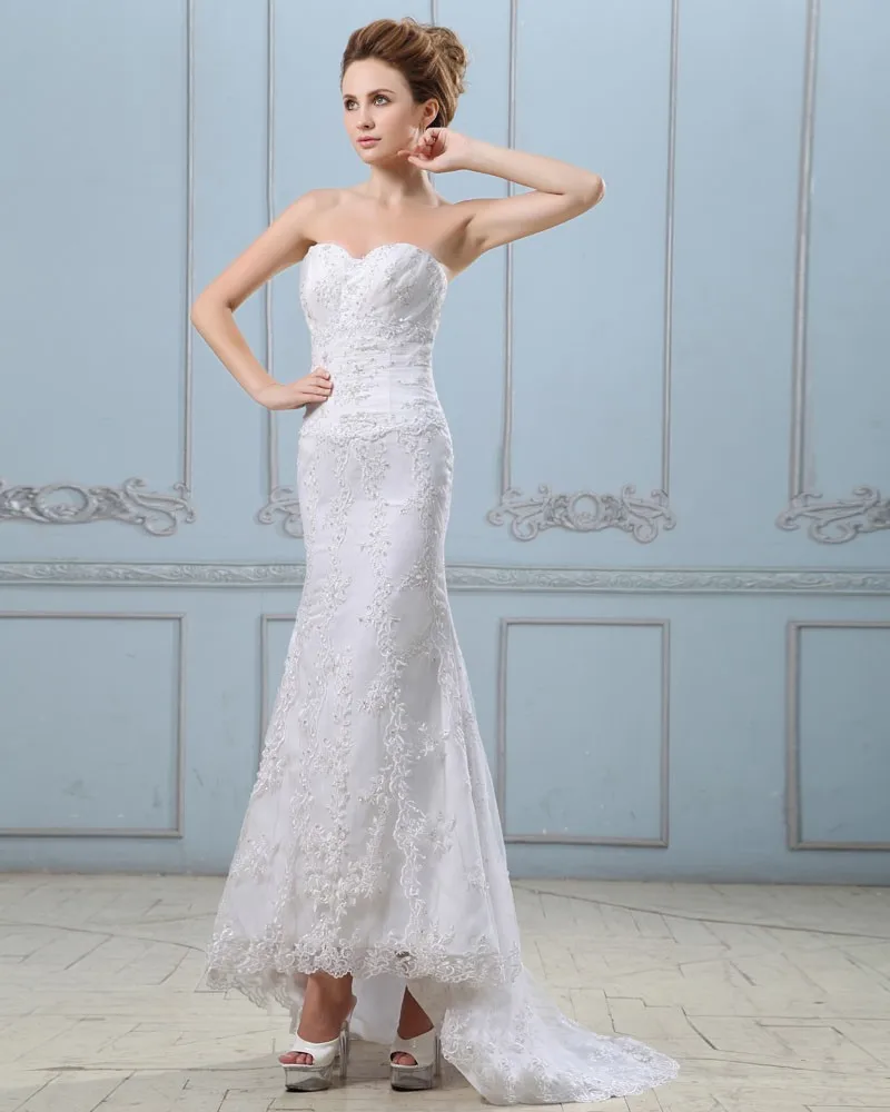 Broderi Beading Paljetter Snore Pa Ryggen Satin Kappe Brudekjoler Bryllupskjoler