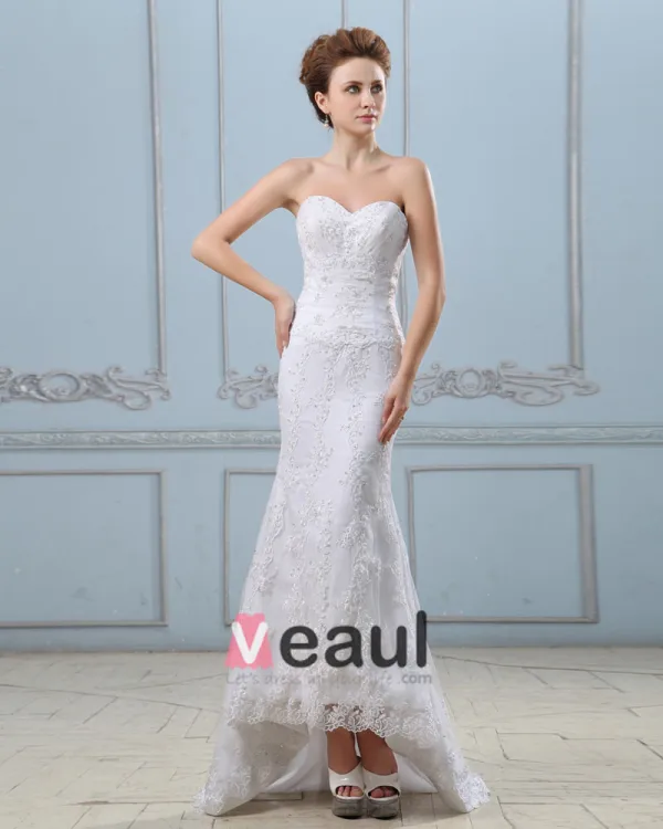 Embroidery Beading Sequins Lace Up Back Satin Sheath Wedding Dress