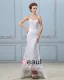 Embroidery Beading Sequins Lace Up Back Satin Sheath Wedding Dress