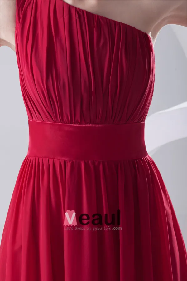 Mousseline De Soie Etage Robe Plissee En Pente De Manche De Mode De Longueur De Demoiselle D'honneur