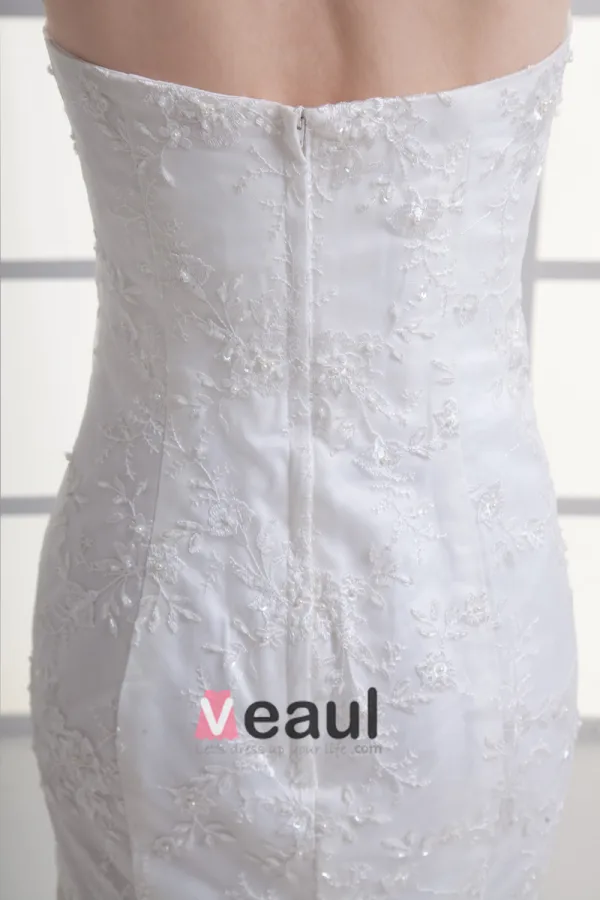 Tulle Applique Kralen Sieraad Rechter Trein Zeemeermin Bruidsjurken Trouwjurken