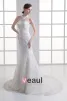 Tulle Applique Beading Jewel Court Train Mermaid Wedding Dress