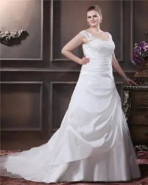 Designer Beading Round Neck Court Plus Size Bridal Gown Wedding Dresses