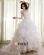 Organza Beading Ruffle Sweetheart Sleeveless Cathedral Train Ball Gown Wedding Dresses