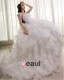 Organza Beading Ruffle Sweetheart Sleeveless Cathedral Train Ball Gown Wedding Dresses