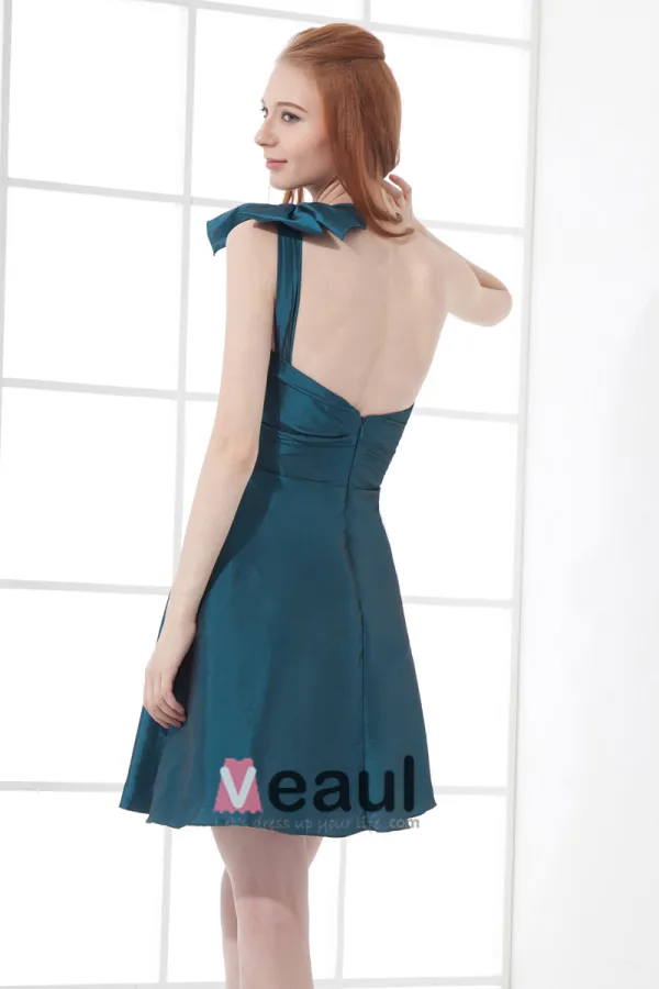 Taffetas De Mode Noeud Pente Robe De Demoiselle D'honneur De Longueur De La Cuisse