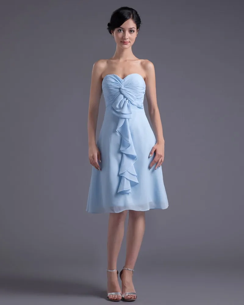 Kjaereste Knelange Ruffles Plissert Chiffon Kvinner Brudepikekjoler