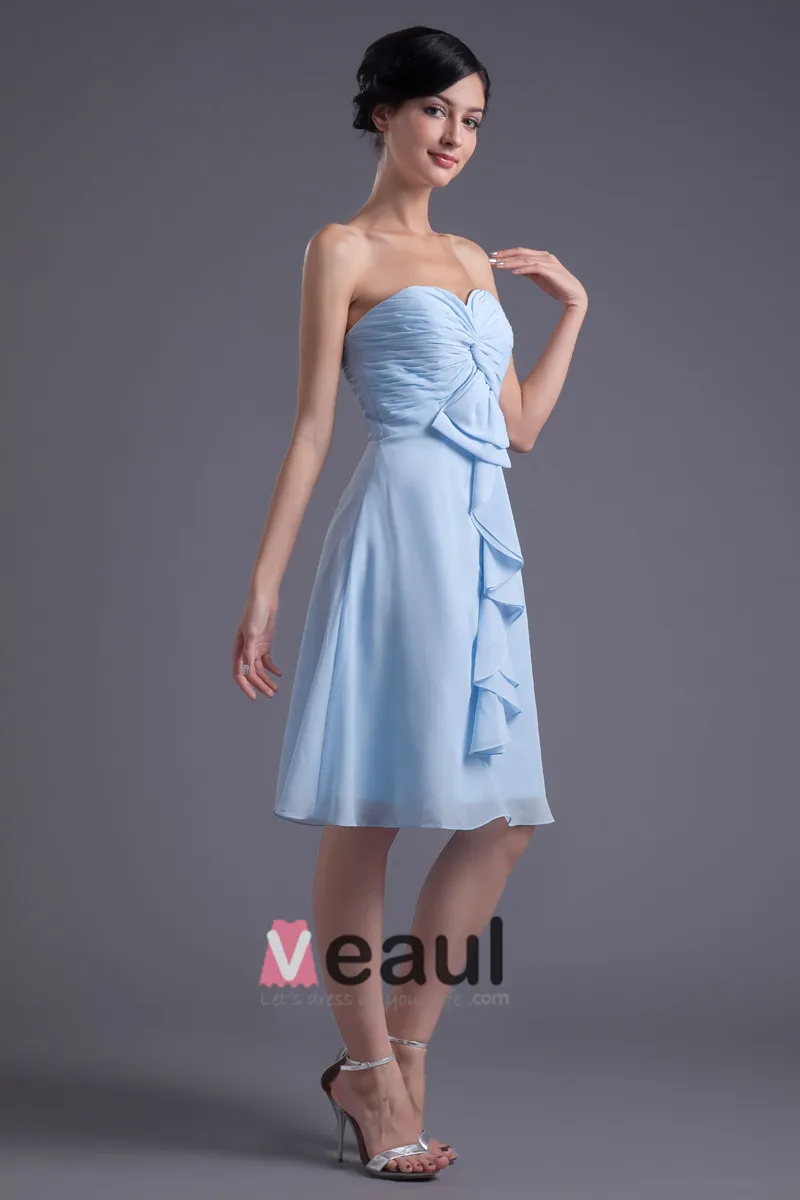 Kjaereste Knelange Ruffles Plissert Chiffon Kvinner Brudepikekjoler