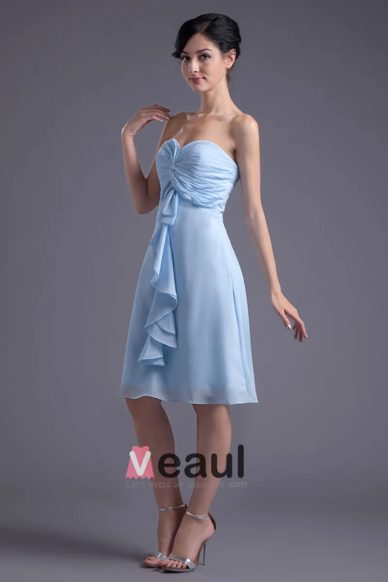 Kjaereste Knelange Ruffles Plissert Chiffon Kvinner Brudepikekjoler