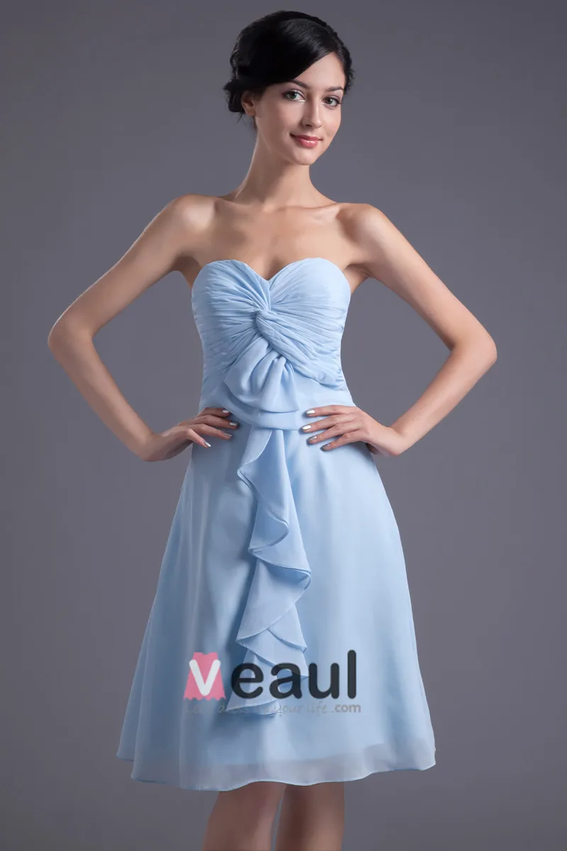 Kjaereste Knelange Ruffles Plissert Chiffon Kvinner Brudepikekjoler