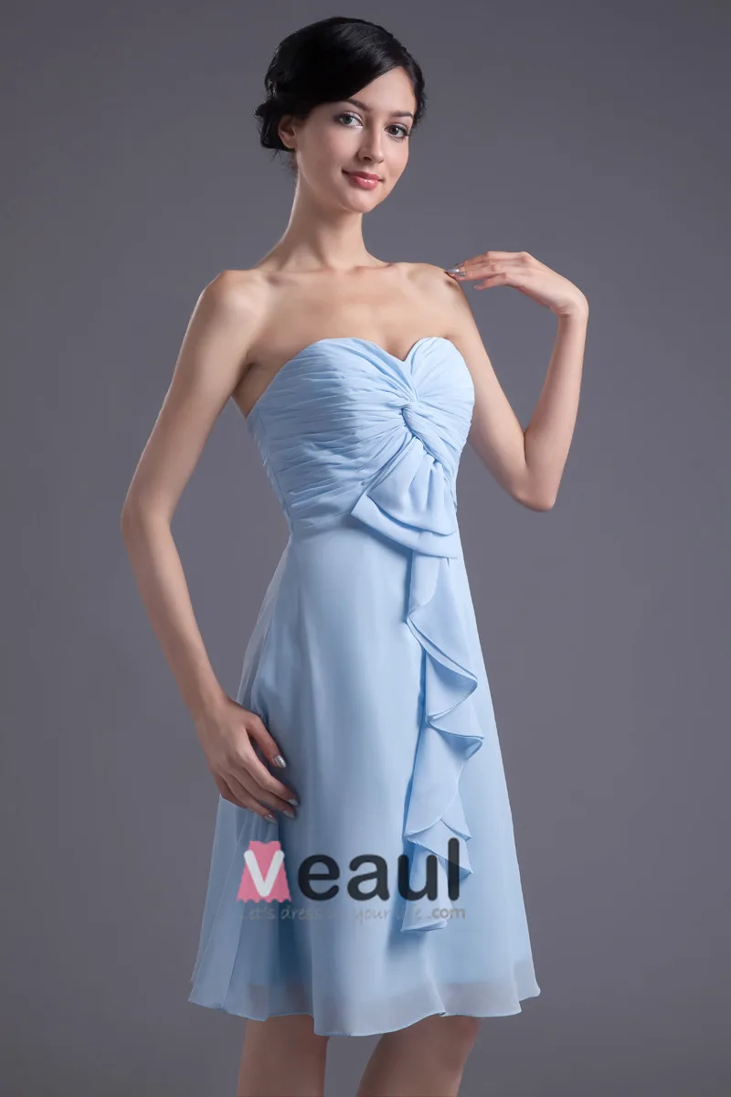 Kjaereste Knelange Ruffles Plissert Chiffon Kvinner Brudepikekjoler