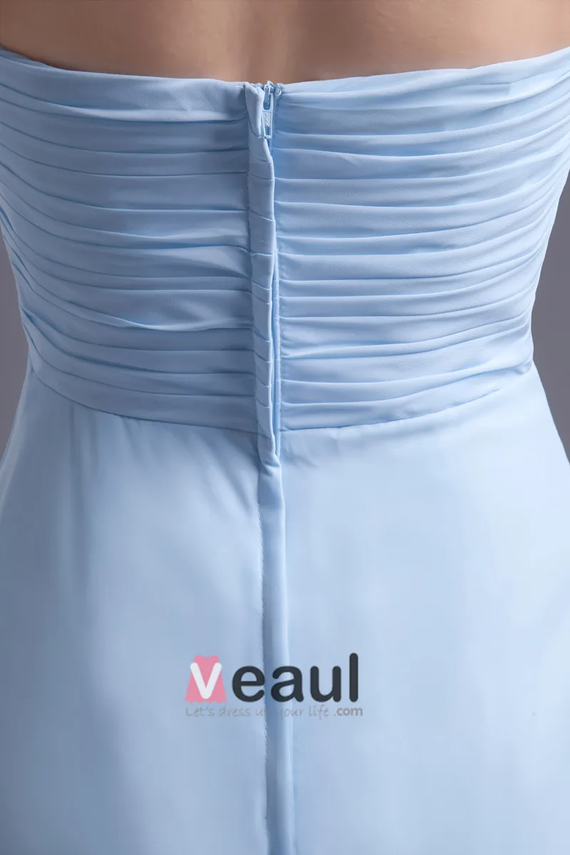 Kjaereste Knelange Ruffles Plissert Chiffon Kvinner Brudepikekjoler