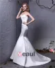 Sweetheart Beading Sash Floor Length Satin Mermaid Wedding Dress