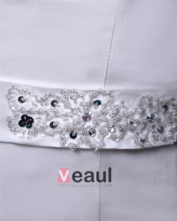 Sweetheart Beading Sash Floor Length Satin Mermaid Wedding Dress