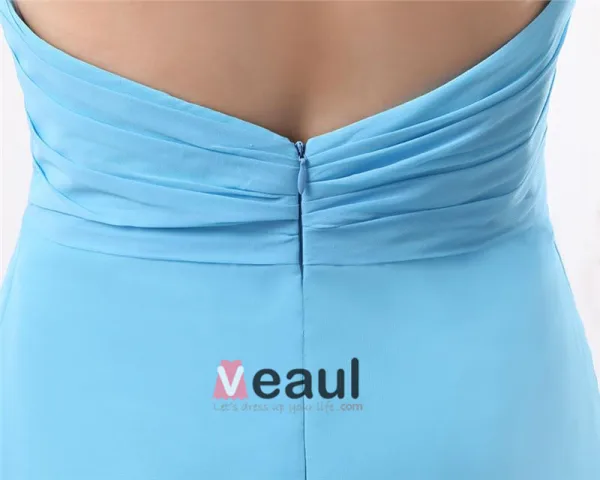 Mousseline De Soie Volants Etage Halter Robes De Demoiselle D'honneur De Longueur Sans Manches