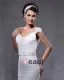 Elegant Lace Satin Beaded V Neck Floor Length Mermaid Wedding Dress