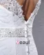 Elegant Lace Satin Beaded V Neck Floor Length Mermaid Wedding Dress