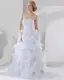 Satin Organza Applique Layered Sweetheart Cathedral Bridal Ball Gown Wedding Dress