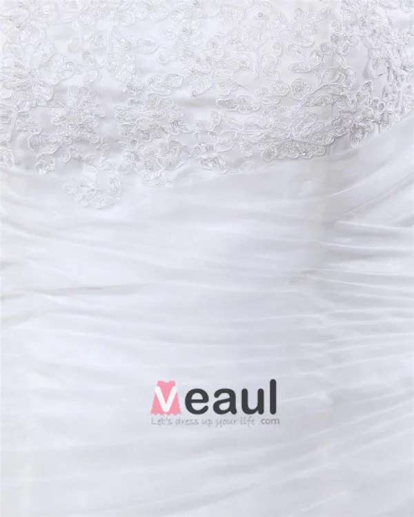 Organza Plisse Perles Cherie Chapelle Train Robes De Mariage De Taille