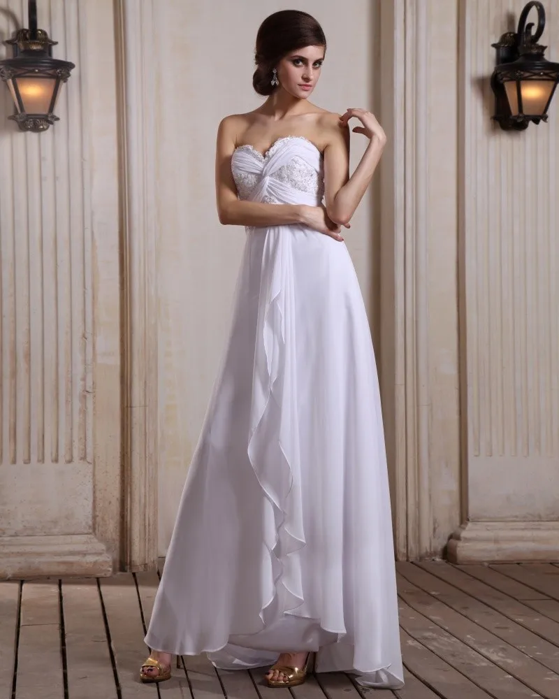 Chiffon Ruffle Kjaereste Feie Skjede Brudekjoler Bryllupskjoler