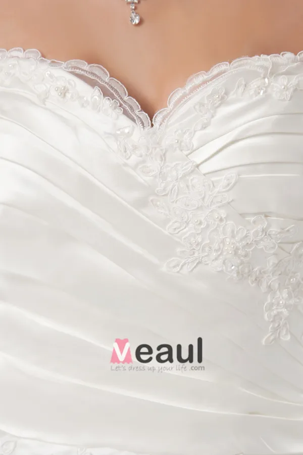 Applique De Satin Perles De Train Sweetheart Tribunal Robe De Mariée Sirène
