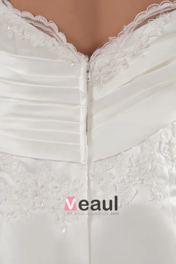 Applique De Satin Perles De Train Sweetheart Tribunal Robe De Mariée Sirène