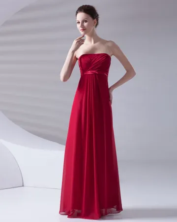 Volants Design Slim Etage Longueur Robe De Demoiselle D Honneur De Mousseline De Soie Sans Bretelles