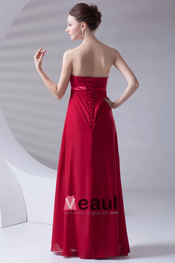 Volants Design Slim Etage Longueur Robe De Demoiselle D'honneur De Mousseline De Soie Sans Bretelles