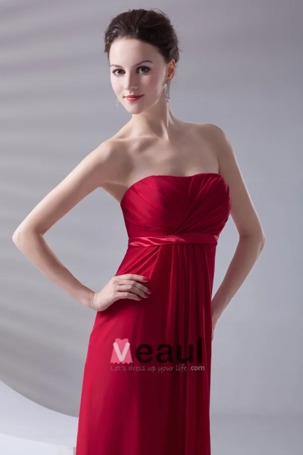 Volants Design Slim Etage Longueur Robe De Demoiselle D'honneur De Mousseline De Soie Sans Bretelles