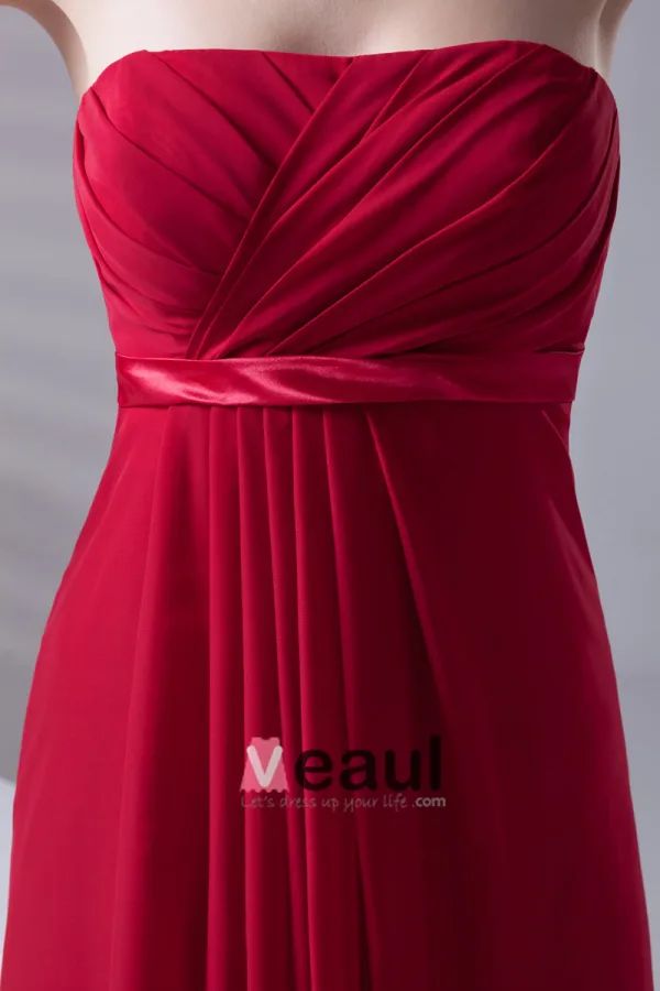 Volants Design Slim Etage Longueur Robe De Demoiselle D'honneur De Mousseline De Soie Sans Bretelles