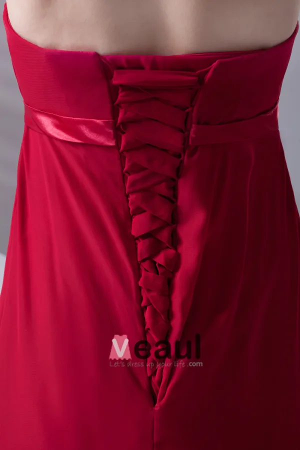 Volants Design Slim Etage Longueur Robe De Demoiselle D'honneur De Mousseline De Soie Sans Bretelles