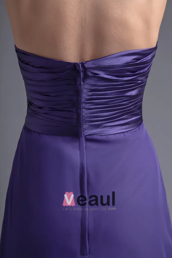 Beautiful Halter Floor Length Pleated Chiffon Bridesmaid Dress