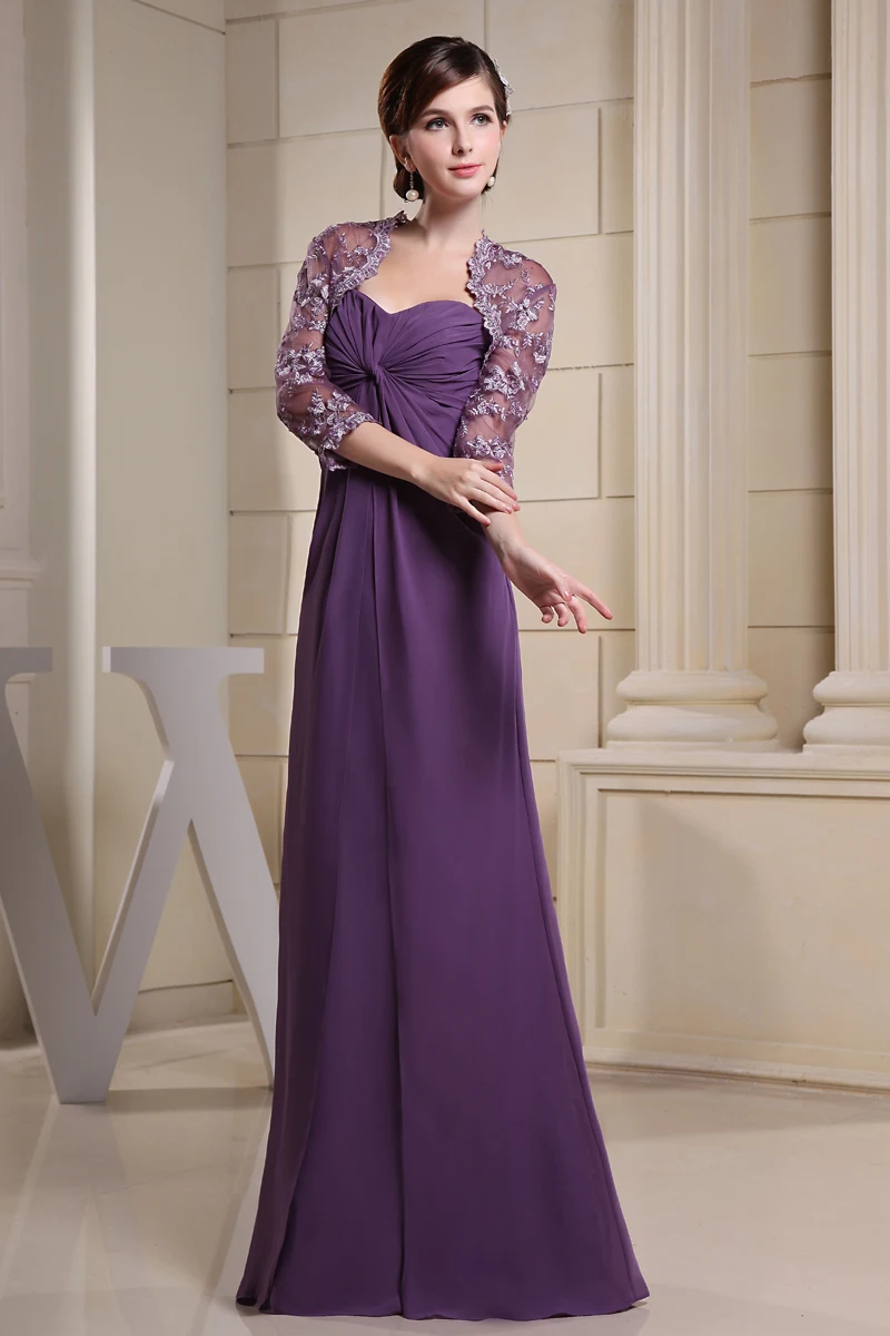 Chiffon Silke Krusning Kjaereste Gulv Lengde Mor Til Bruden Kjole