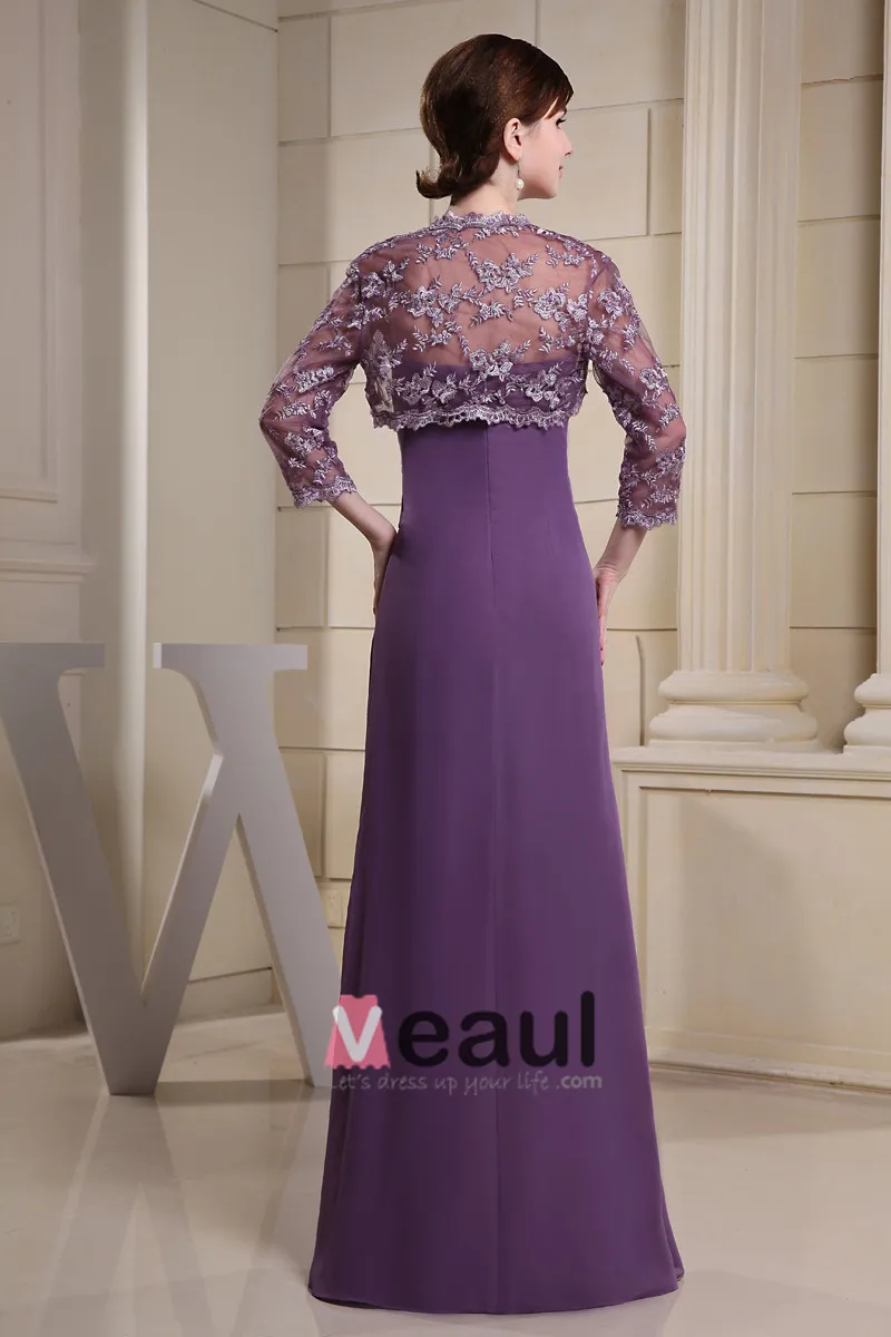 Chiffon Silke Krusning Kjaereste Gulv Lengde Mor Til Bruden Kjole