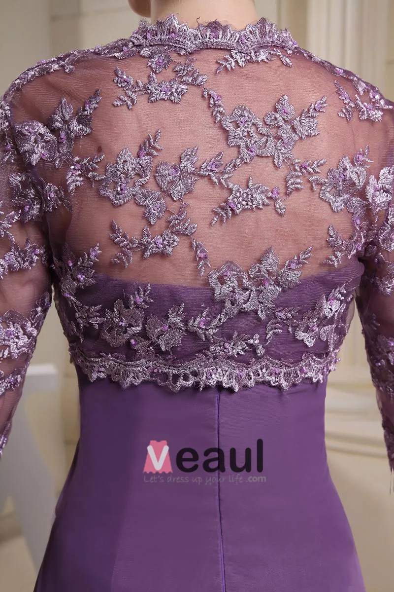 Chiffon Silke Krusning Kjaereste Gulv Lengde Mor Til Bruden Kjole