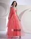 Chiffon Applique Pleated One Shoulder Floor Length Bridesmaid Dresses