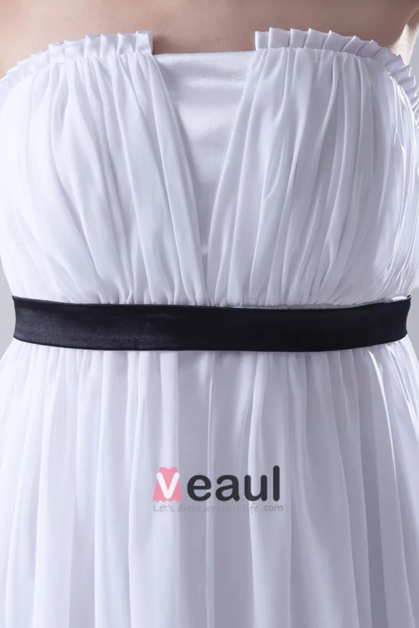 Fashion Chiffon Pleated Sleeveless Strapless Floor Length Bridesmaid Dress