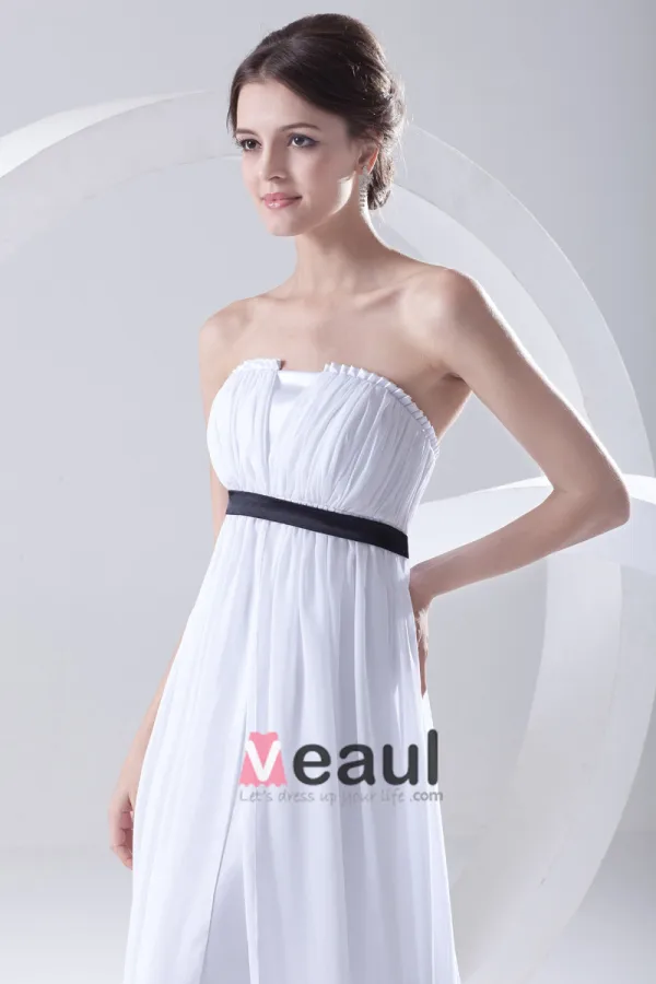 Fashion Chiffon Pleated Sleeveless Strapless Floor Length Bridesmaid Dress