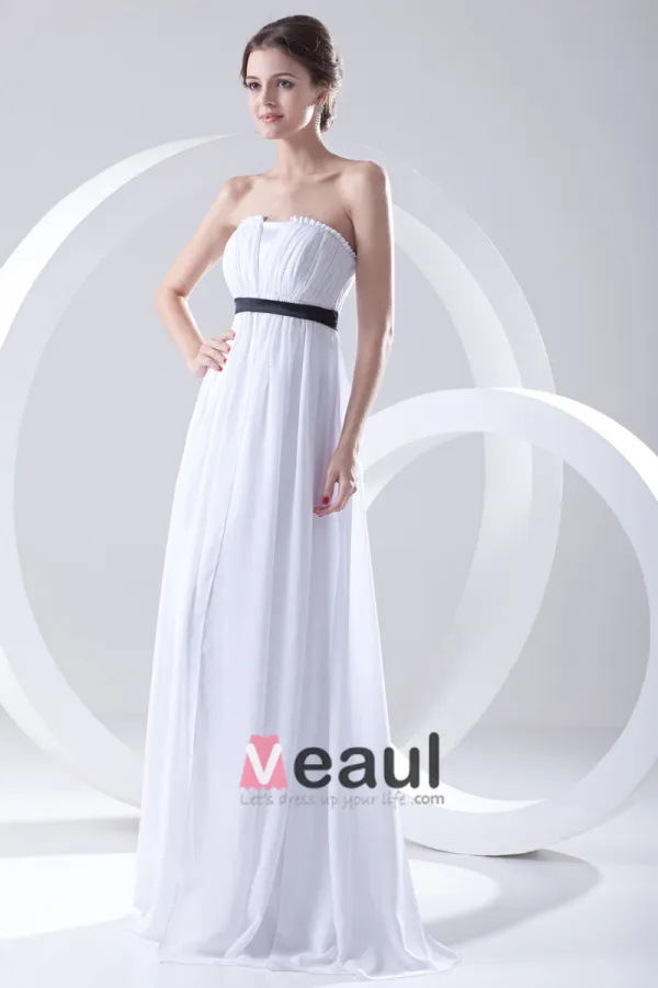 Fashion Chiffon Pleated Sleeveless Strapless Floor Length Bridesmaid Dress