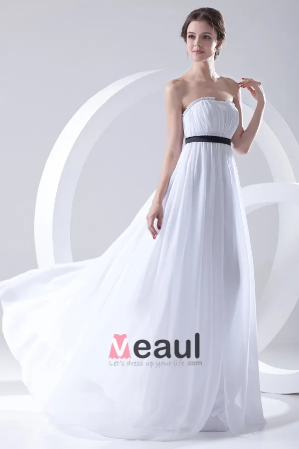 Fashion Chiffon Pleated Sleeveless Strapless Floor Length Bridesmaid Dress