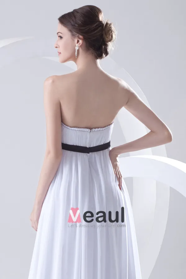 Fashion Chiffon Pleated Sleeveless Strapless Floor Length Bridesmaid Dress