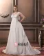Yarn Beading V Neck Court Plus Size Bridal Gown Wedding Dress