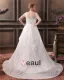 Yarn Beading V Neck Court Plus Size Bridal Gown Wedding Dress