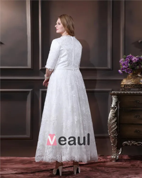 Lace V Neck Plus Size Bridal Gown Wedding Dresses